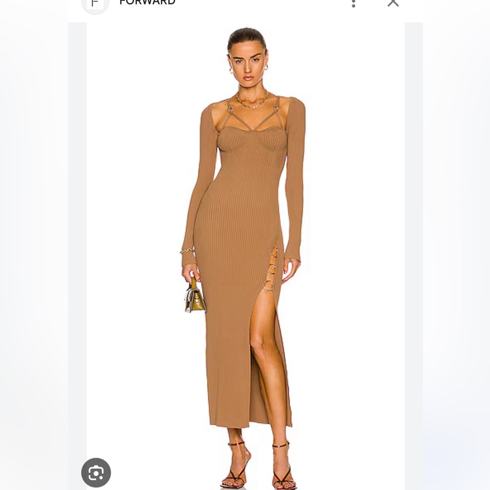 - NWT Nicholas Womens Brown Janet Rib Knit Cage Dress